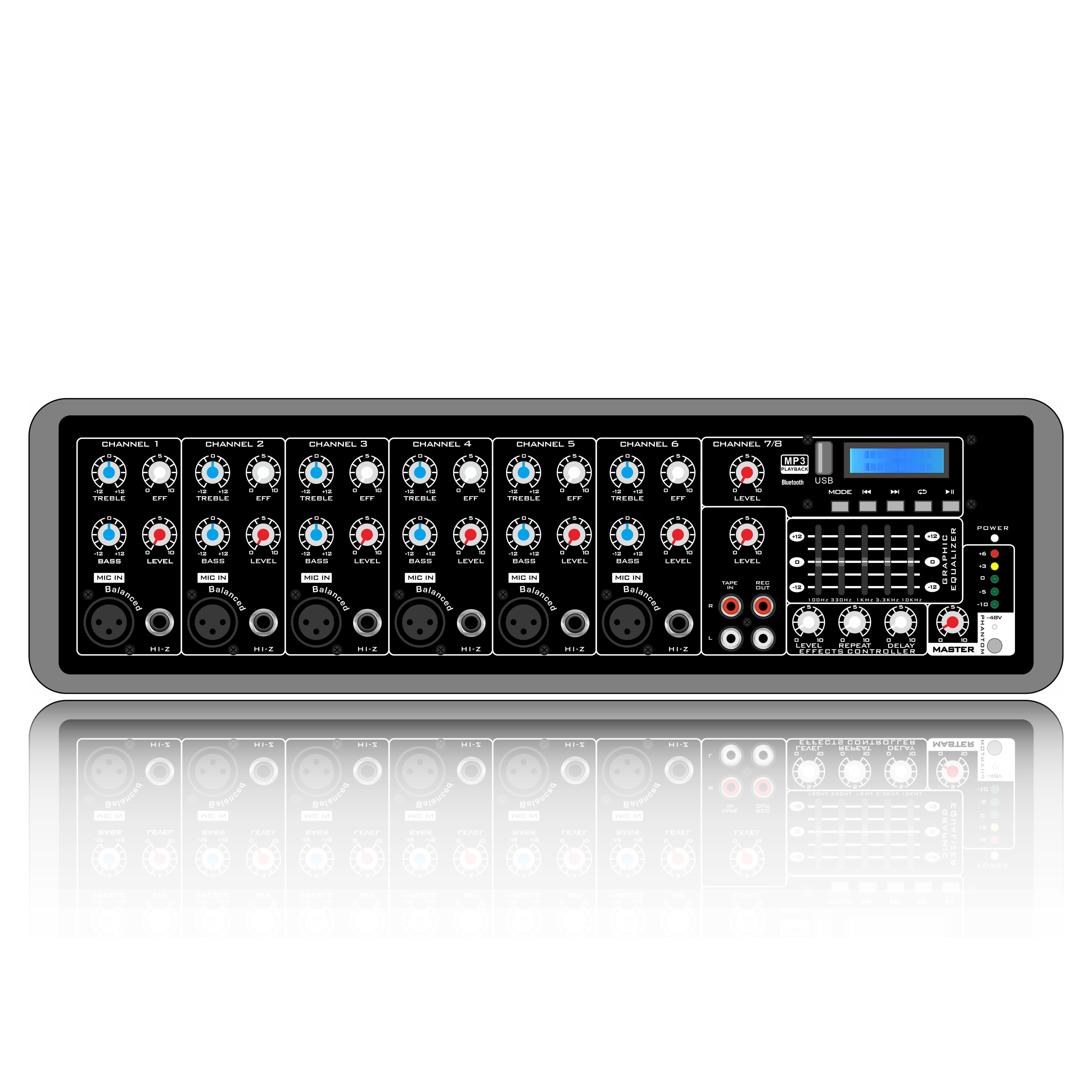 প্লাস্টিক বক্স চালিত 8 চ্যানেল PA মিক্সার SD506